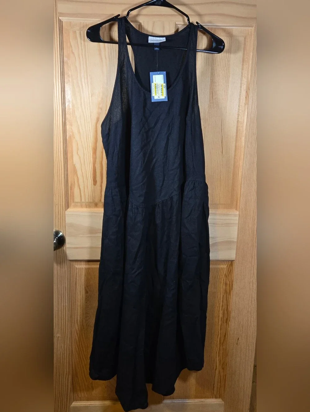 NWT Universal Thread Maxi Dress Linen Rayon Women's XL Black Racerback Pockets